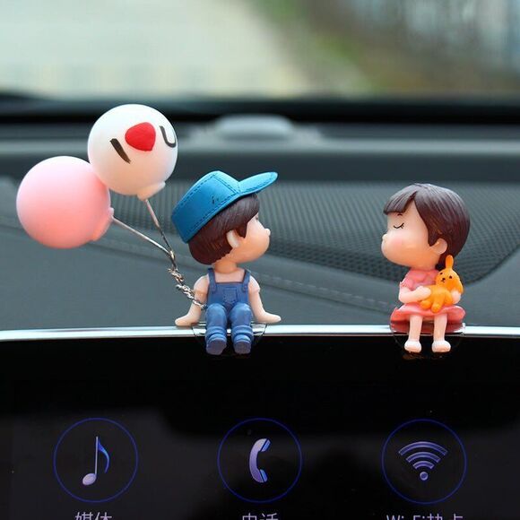 4PCS Cute Cartoon Couples Car Decoration Accessories Romantic Figurines Decor - Picture 3 of 12